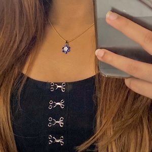 Blue flower pendant with gold platted chain